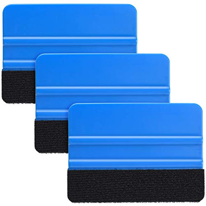 Durable Black Felt Edge Vinyl Squeegee Tool 4-Inch (Pack of 3) | Car Vinyl Film Wrapping Decal Window Tint Work, Professional Scratch Free Squeegee - color: Blue-1