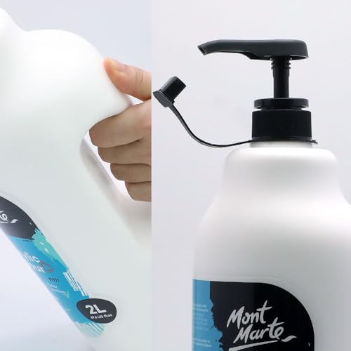 Mont Marte Discovery School Acrylic Paint, Titanium White, 1/2 Gallon (2 Liter).2 Pack Ideal for Students and Artists. Excellent Coverage and Fast Drying. Pump Lid Included. - color: Titanium White 2PACK
