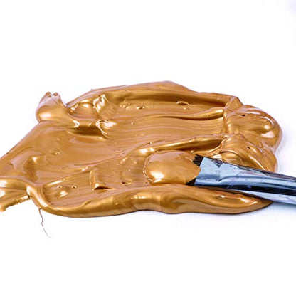 Mont Marte Discovery School Acrylic, Gold, 1/2 Gallon (2 Liter). Ideal for Students and Artists. Excellent Coverage and Fast Drying. Pump Lid Included. - color: Gold