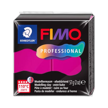 STAEDTLER Polymer Modelling Clay - FIMO Professional - Oven Bake Clay - True Magenta, 57g - 1 Block, 8040-210 - color: True Magenta