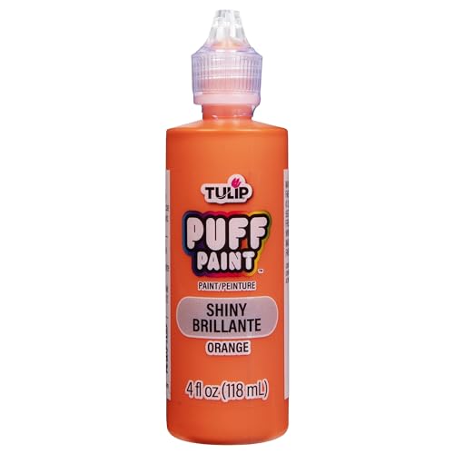 Tulip Puff Fabric Paint , Permanent Craft Paint for Clothes, DIY Projects, Notoxic, 4 fl oz, Shiny Orange - color: SHINY ORANGE, size: 4 Fl Oz (Pack of 1)
