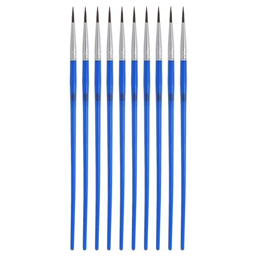 MECCANIXITY 10Pcs Fine Pointed Miniature Paint Brushes, Small Detail Paint Brush for Acrylic Watercolor Oil Model Painting Crafts Rock Painting and DIY Art(Blue #00) - color: Blue, size: #00