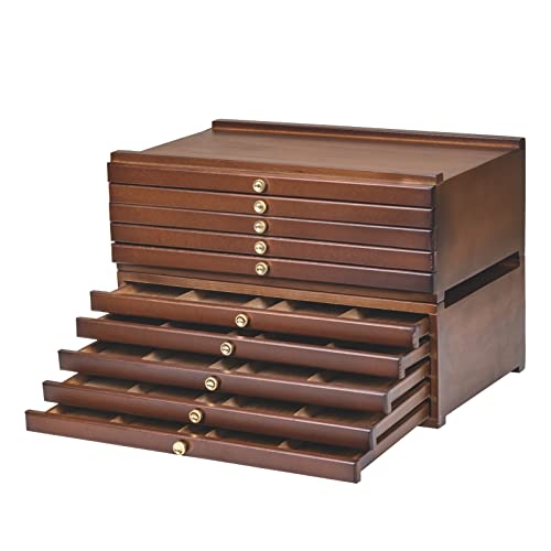 MEEDEN 10-Drawer Art Supply Storage Box, Beech Wood Art Box, Large Capacity Wooden Pencil Box with Drawer & Compartments for Organizing Pastels, Pencils, Pens, Markers, Brushes & Stamp, Walnut - color: Walnut, size: 10-Drawer Storage Box