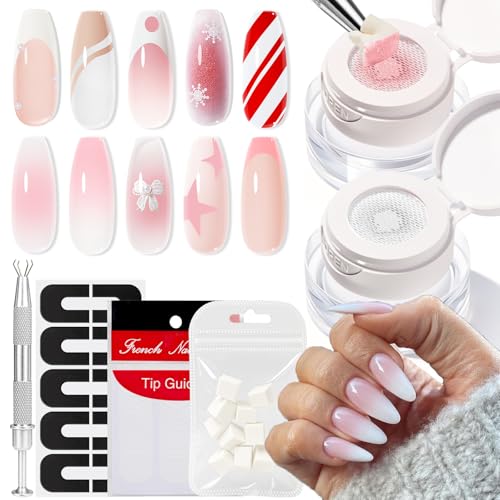 modelones Pat Paint Gel Nail Polish, 2 Colors Soak Off UV Patting Gel Polish Pigmented Colors for Ombre & Gradient & Blush Blooming & French Tip Nail Art, Ivory Blush - color: Z-2Pcs Ivory Blush