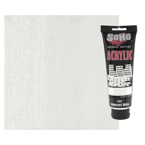 Soho Urban Artist Heavy Body Acrylic Paint - 250 ml Tube - Iridescent White - Thick, Rich Color, Excellent Coverage, Professional Quality - Artists Acrylic Paint - color: Iridescent White, size: 8.45 Fl Oz (Pack of 1)
