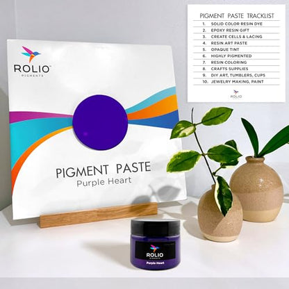 Rolio Purple Heart Pigment Paste for Epoxy Resin – 2oz Jar – Opaque Purple Epoxy Colorant, Resin Dye Paste, High-Intensity Pigment Paste for Art, Jewelry, Crafts, Tumblers & DIY Projects - color: Purple Heart