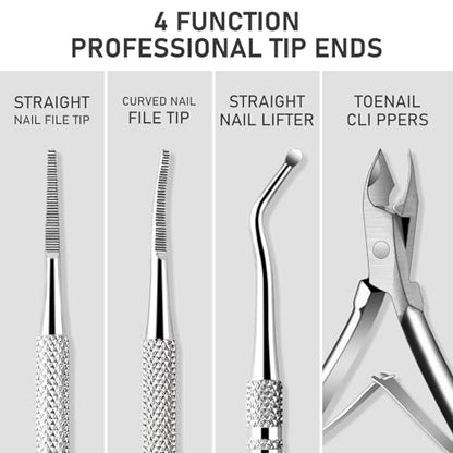Ingrown Toenail Tool Kit, Ingrown Toenail Removal Kit: Ingrown Toenail Clippers, Ingrown Toenail File and Lifters, Under Nail Cleaner - Professional Pedicure Tools Set for Effective Treatment - color: Ingrown Toenail Clippers