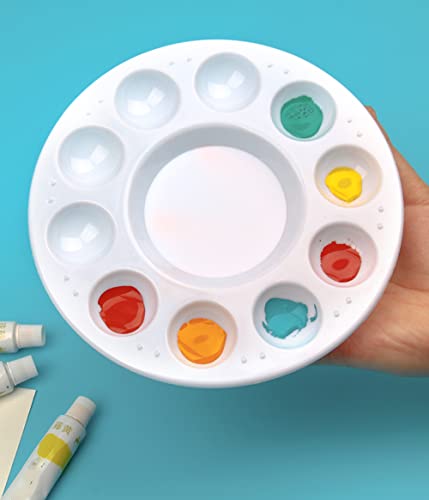 PENTA ANGEL Art Paint Tray Palette 3Pcs 10 Well Plastic Round Paint Tray for Watercolor Painting(Round-3PCS)