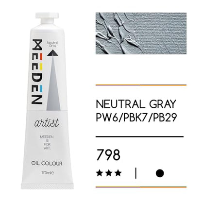 MEEDEN Artist Grade Oil Paint: Neutral Gray - 170ml/5.7oz Tube - Professional Art Paints for Canvas Painting - color: Neutral Gray, size: 5.7 Fl Oz (Pack of 1)