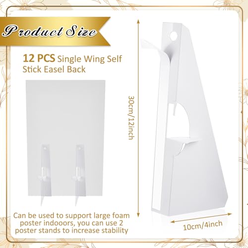 Marspark Poster Stand Self Stick Easel Back Poster Board Stand Convenient Peel and Stick Self Adhesive Easels Display Cardboard Sign(12 Inch,White,12 Pack) - color: White, size: 12 Inch
