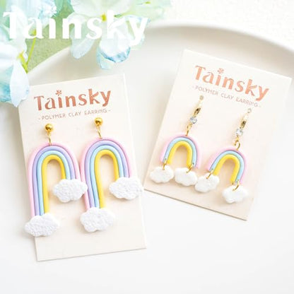 Tainsky Rainbow Guide Polymer Clay Tools, 8 Shapes Rainbow Shaper Polymer Clay Cutters, Rainbow Guide Earring Guide for Polymer Clay Earrings - color: Rainbow Guide