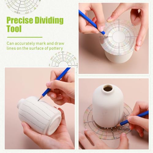 Wonderjune 5 Pcs Ceramic Pottery Trimming Spinner Tools Set 4.72 in/3.54 in Rotary Disc Pottery Wheel Trimmer Tool Clay Tools with 3 Size Metal Pottery Throwing Wheel for Pottery Clay Artist