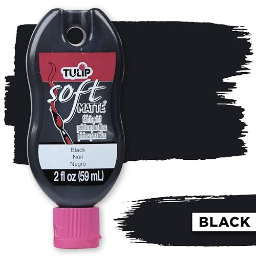 Tulip Soft Fabric Paint, Washable, Stays Soft and Flexible, Permanent Paint, for Light and Dark Fabrics, 2 fl oz, Black - color: Black