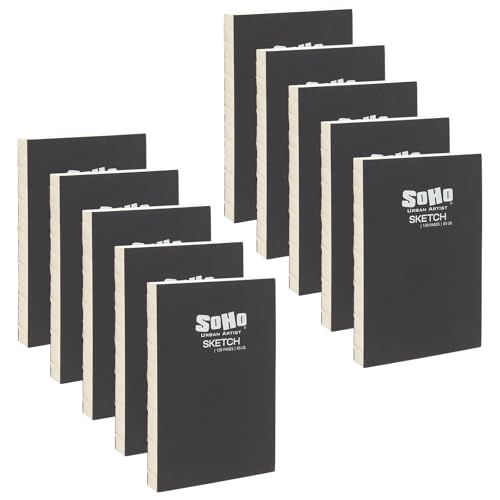 SoHo Urban Artist Open Bound Sketch Pads 10 Pack - White - 8.5x11 - Open Coptic Bound Sketch Pads for Drawing, Calligraphy, Any Dry Media, & More - 1200 Sheets Total - color: White, size: 8.5x11" - 10 Pack