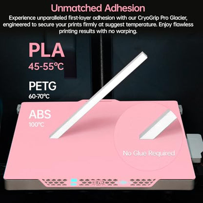 BIGTREETECH BIQU CryoGrip Pro Glacier-Pink 257x257MM for Bambu-Lab P1P/P1S/P2S/X1C/X2D/X1E/A1 3D Printers Panda Build Plate Double Sided Upgrade Removable Surface Platform - style: Glacier-Pink(P1P/P1S/P2S/X1C/X2D/X1E/A1)