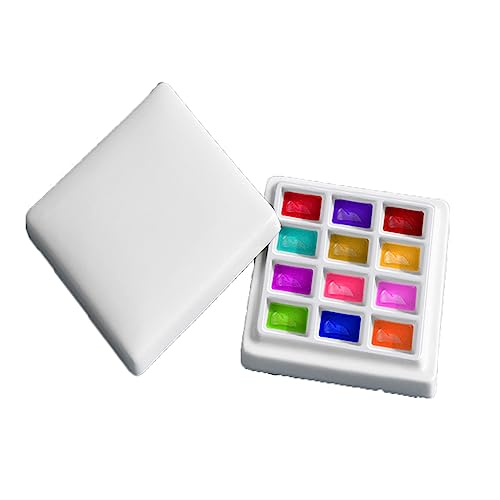 12 Wells Ceramic Palette with Covers Porcelain Paint Palette Mixing Tray for Painting Watercolor Gouache Arts & Crafts Accessories Organizer Mixing Colors - color: 12 Wells