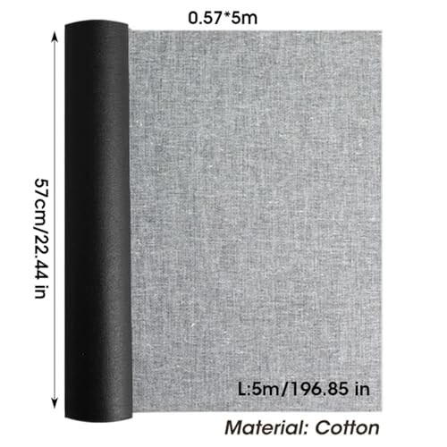 Canvas Roll 0.57x5M White Black Cotton and Linen Blend Canvas Roll,Blank Canvas Oil Painting(Black 0.57x5M) - size: Black 0.57x5M