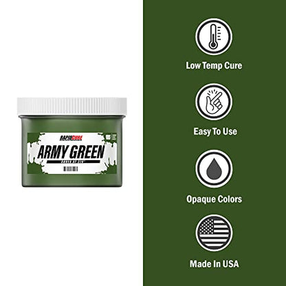 Rapid Cure® Screen Printing Ink Army Green (Quart - 32 oz.) - Plastisol Ink for Screen Printing, Fast Curing Fabric Paint - Screen Print Direct®, USA Made - color: Army Green, size: 32 fl oz