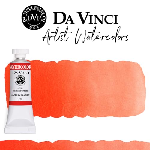 DA VINCI PAINTS Professional Artist Watercolor Paint, Cadmium Scarlet, 15mL - color: Cadmium Scarlet, style: 15mL