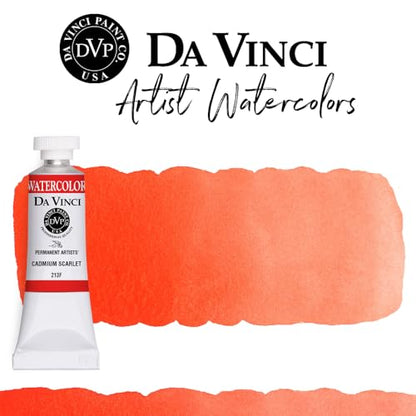 DA VINCI PAINTS Professional Artist Watercolor Paint, Cadmium Scarlet, 15mL - color: Cadmium Scarlet, style: 15mL