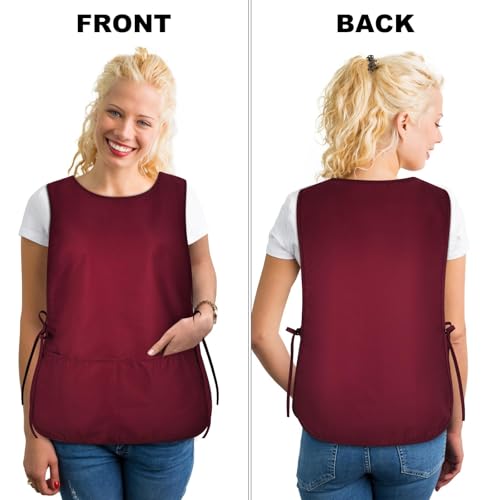 TFTAFAN Cobbler Apron Unisex Waterproof Apron with 2 Deep Pockets Art Smock for Painting Cleaning Artiest Apron work kitchen - color: Maroon