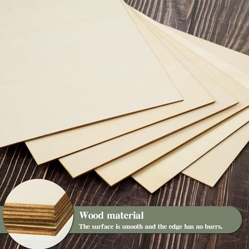 AWIZOM 12 Pack Basswood Sheets for Crafts-12 x 8 x 1/8 Inch- 3mm Thick Plywood Sheets with Smooth Surfaces-Unfinished Wood Boards for Laser Cutting, Wood Burning, Architectural Models, Staining - size: 12 x 8 inch