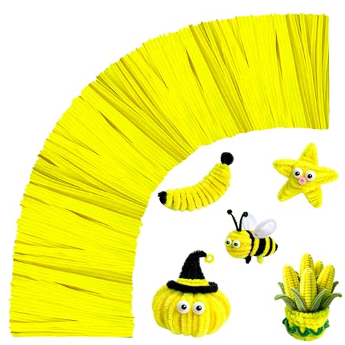 Yellow Pipe Cleaners,Chenille Stems Pipe Cleaners Craft,Fuzzy Pipe Cleaners Bulk for Crafts,DIY Pipe Cleaner for Home Arts and Crafts Decorations Supplies,Home Decor Craft Supplies Flower kit - color: Yellow