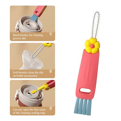 3 in 1 Multifunctional Cup Lid & Bottle Gap Cleaning Brush Set - Portable Crevice Cleaner for Tight Spaces, Home Kitchen Generic Use (3-Pack,Style1) - style: style1