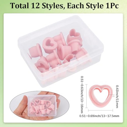 SUNNYCLUE 1 Box 12Pcs 12 Styles Heart Clay Earring Cutters Valentines Polymer Clay Cutters Plastic Love Heart Shapes Pressed Cutting Molds Tool Set for Jewelry Making Earrings Adults Supplies