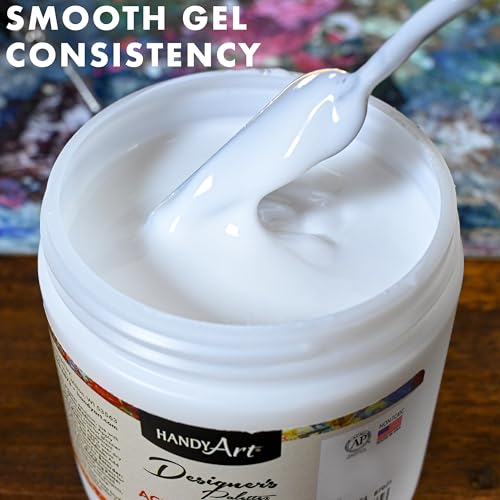Handy Art Acrylic Gel Medium, 16 oz, Increase Viscosity, Transparent Finish | Additive for Thick Texture, Impasto Effects, & Layering, Mixes with Acrylic Paint, Certified Safe & AP Non-Toxic, Made in USA - color: Gel Medium, size: 32 Fl Oz