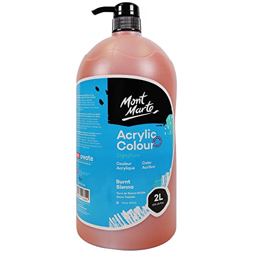 Mont Marte Discovery School Acrylic, Carmine, 1/2 Gallon (2 Liter). Ideal for Students and Artists. Excellent Coverage and Fast Drying. Pump Lid Included. - color: Carmine