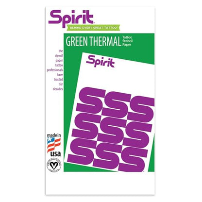 Spirit® Green Thermal Tattoo Stencil Transfer Paper, 8.5" X 14" - 100 Sheets, Certified Vegan, Proudly Made in the USA