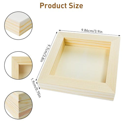 10 Pack 4 x 4 Inch Unfinished Wood Canvas Wooden Canvas Panels Wood Cradled Painting Panel Boards for Painting,Pouring,Arts and DIY Crafts Use with,Oils,Acrylics and More