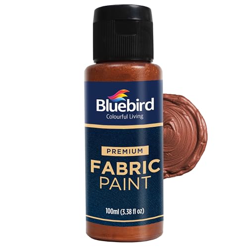 BLUEBIRD Fabric Paint, Copper Brown, 3.4 Fl Oz, Permanent Fabric Paints for Clothes, Furniture Upholstery - color: Copper Brown, size: 3.4 Fl Oz (Pack of 1)