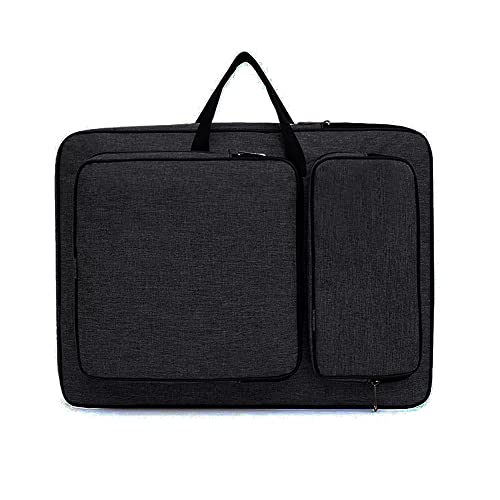 HAOZAIKEJI A3 Artist Portfolio Carrying Case Portable Draw Board Painting Pad Bag Waterproof Heavy Duty Canvas Shoulder Bag Sketching Painting Art Supplies Carry Bag Black - color: Vintage Black