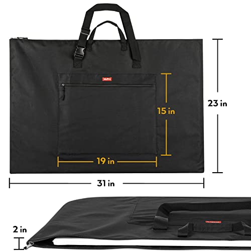 Nicpro Light Weight Art Portfolio Bag, 23 x 31 Inches Art Portfolio Case with Shoulder & Handle Carry, for Artwork, Poster, Sketch Drawing, Canvas, Photography, Solar Panel Storage - size: 23 x 31 inches