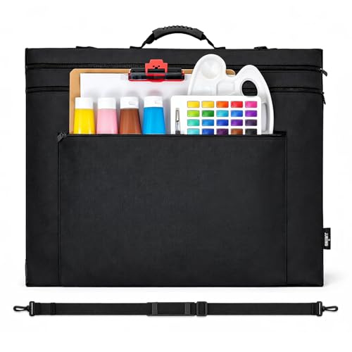 JJRING 18x24 Art Portfolio Tote Bag - Large Carrying Storage Case with Handle & Adjustable Shoulder Strap, Portfolio Folder for Artwork, Posters, Canvas, Drawing Boards - size: 18''*24''