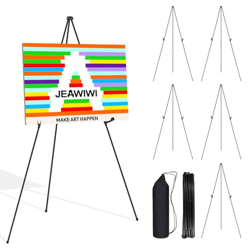 JEAWIWI 6PCS Black Easel Stand for Wedding Sign Stand, 66 Inch Adjustable Metal Easels for Display, Portable Folding Easel for Wedding, Display Show, Arts, Poster with Portable Bags - color: Black, size: 6 PCS