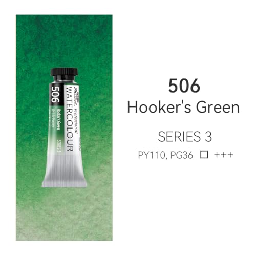 PHOENIX Professional Watercolor Paint Single Tube - 0.47 Fl Oz / 14ml - Hooker's Green - color: Hooker's Green, size: 0.47 Fl Oz (Pack of 1)