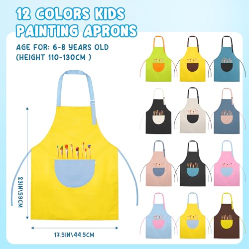 VZZNN 12 Pack Kids Art Smock,Waterproof Kids Painting Apron with Pocket for Art Crafts Painting Cooking Activities - color: Multicolor