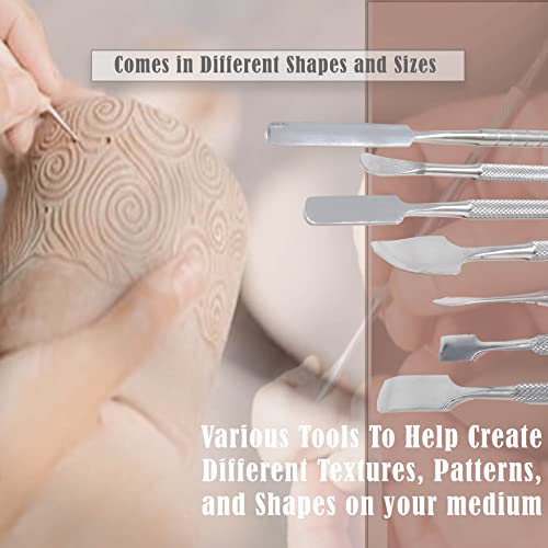 A2ZScilab - Stainless Steel Spatula Wax & Clay Sculpting Tool Carver Set, Carving Pottery Tools - Sculpture Shaper Polymer Modeling Tools for Clay, Pottery, Ceramics Artwork & Holiday Crafts (4PC) - style: 4PC