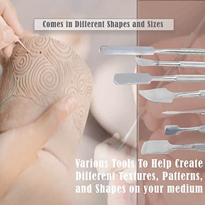 A2ZScilab - Stainless Steel Spatula Wax & Clay Sculpting Tool Carver Set, Carving Pottery Tools - Sculpture Shaper Polymer Modeling Tools for Clay, Pottery, Ceramics Artwork & Holiday Crafts (4PC) - style: 4PC