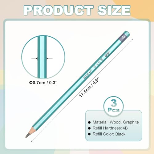 PATIKIL 4B Drawing Pencils for Sketching, Set of 3 Hexagonal Graphite Sketch Pencils Professional Sketching Art Supplies for Drawing Shading Writing Art Artists Beginners, Black - style: 4B