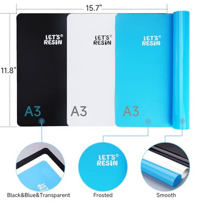 LET'S RESIN 3-in-1 Silicone Mat - 15.7" x 11.7" Nonstick & Nonslip Craft Mat, Heat-Resistant for Resin, Paint, Clay - size: 15.7" x 11.7"