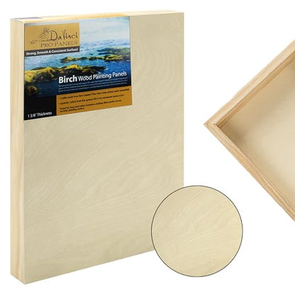 Da Vinci Pro Birch Wood Panel 1-5/8 Deep – 6x8 Single Panel - Fine Textured, Warp Resistant, Lightweight & Rigid – Perfect for Mounting Sanded Pastel or Watercolor Paper, Linen or Canvas