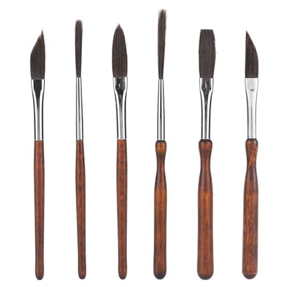Penitue 6pcs Pinstriping Brush, High-Performance Pinstripe Lettering Paint Brush Kit Set with Dagger Flat-Tipped Sword-Shaped Long Cat-Tongue & Liner Brushes for Fine Lines & Decorative Painting