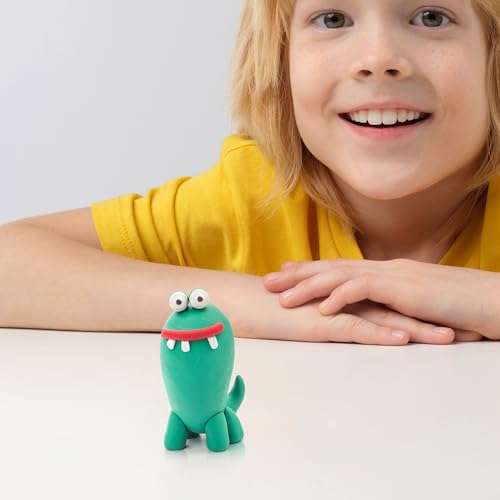 HEY CLAY Set - Colourful Modeling Air Dry Clay Kit for Kids 15 cans and Sculpting Tools with Fun Interactive Instructions App - Children 3+ (Monsters) - style: Monsters