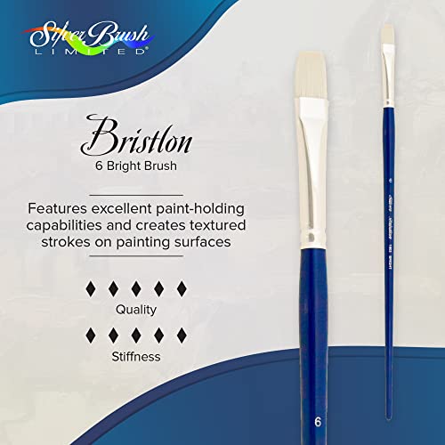 Silver Brush 1902-6 Bristlon Stiff Synthetic Long Handle Filament Brush, Bright, Size 6