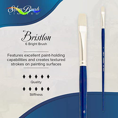 Silver Brush 1902-6 Bristlon Stiff Synthetic Long Handle Filament Brush, Bright, Size 6