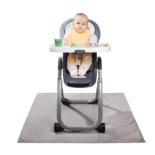 Graco Splat Mat for Under High Chair and Arts and Crafts, 50" X 50" Baby Anti-Slip Food Splash and Spill Mat for Eating Mess, Waterproof Floor Protector and Table Cloth - color: Grey, size: Pack of 1